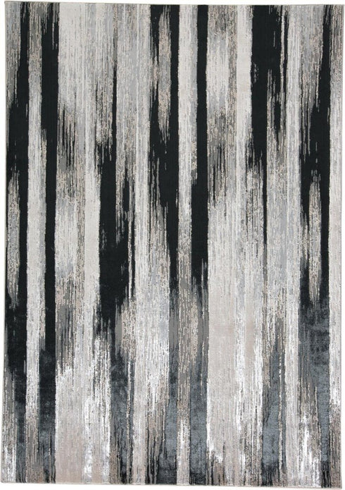 4' X 6' Black Silver and Gray Abstract Power Loom Area Rug
